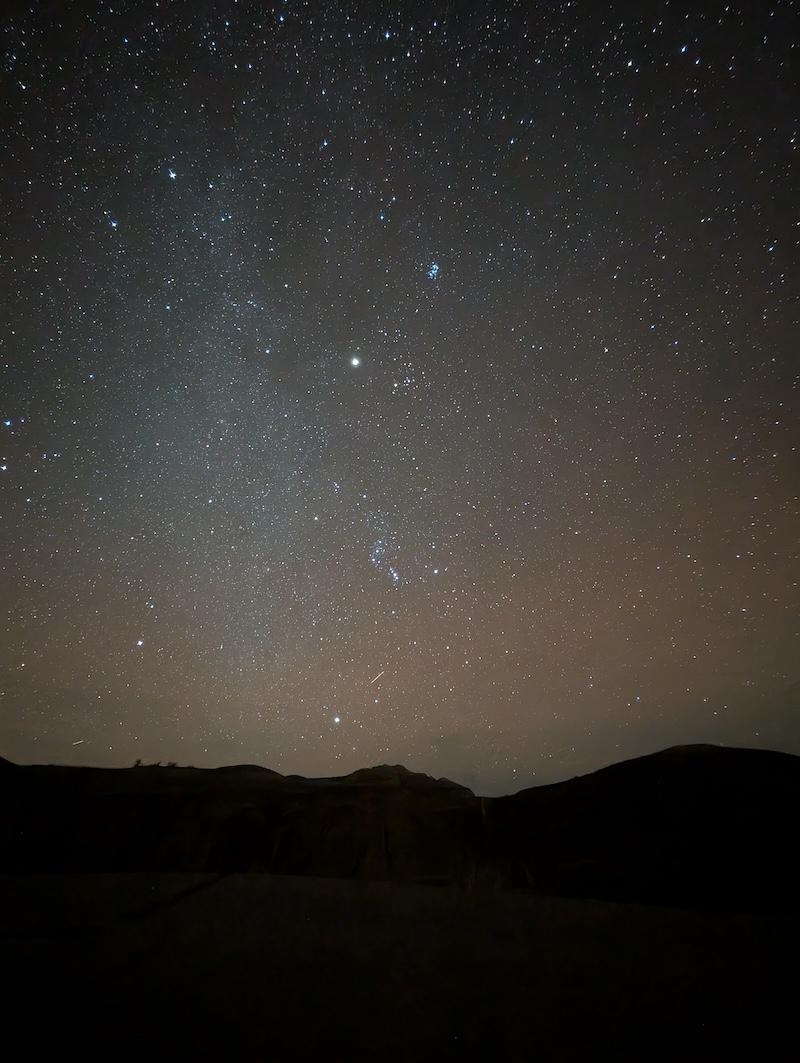 The night sky south over the Yellow Mounds.