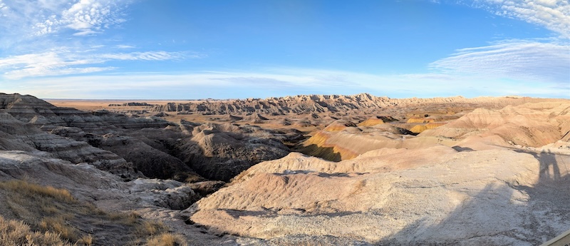 Side view of the Yellow Mounds from Conata Basin Overlook.