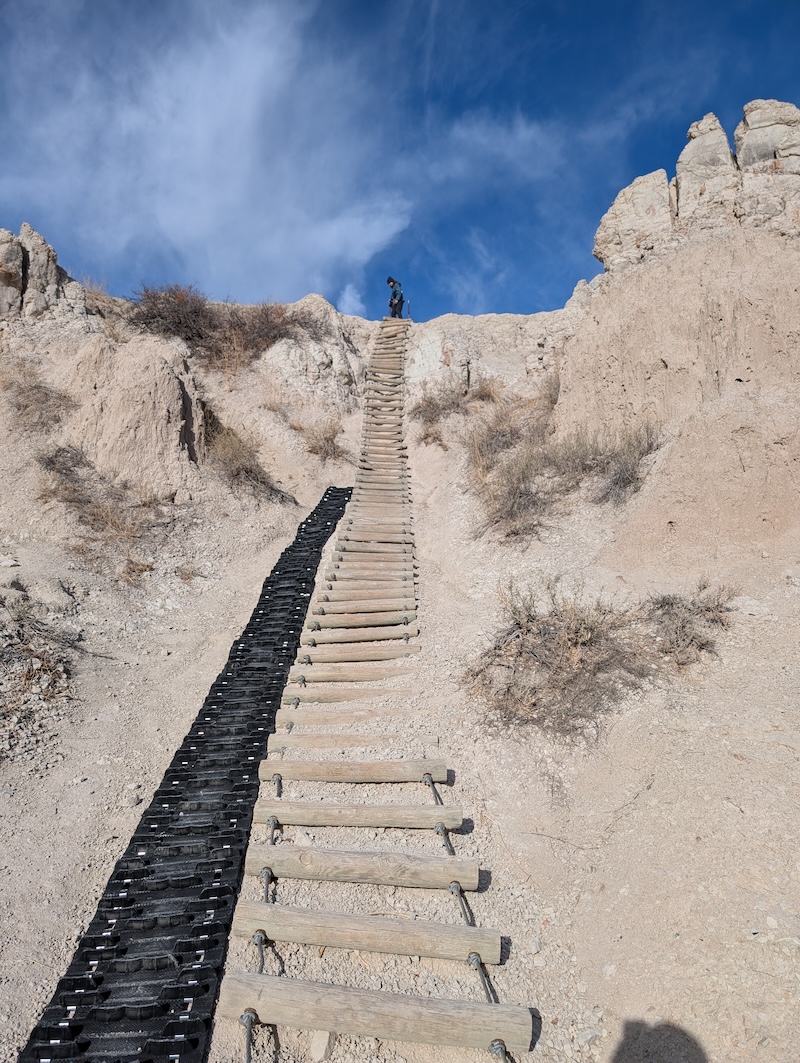 Notch Trail has a a ladder made of wood and steel cable.